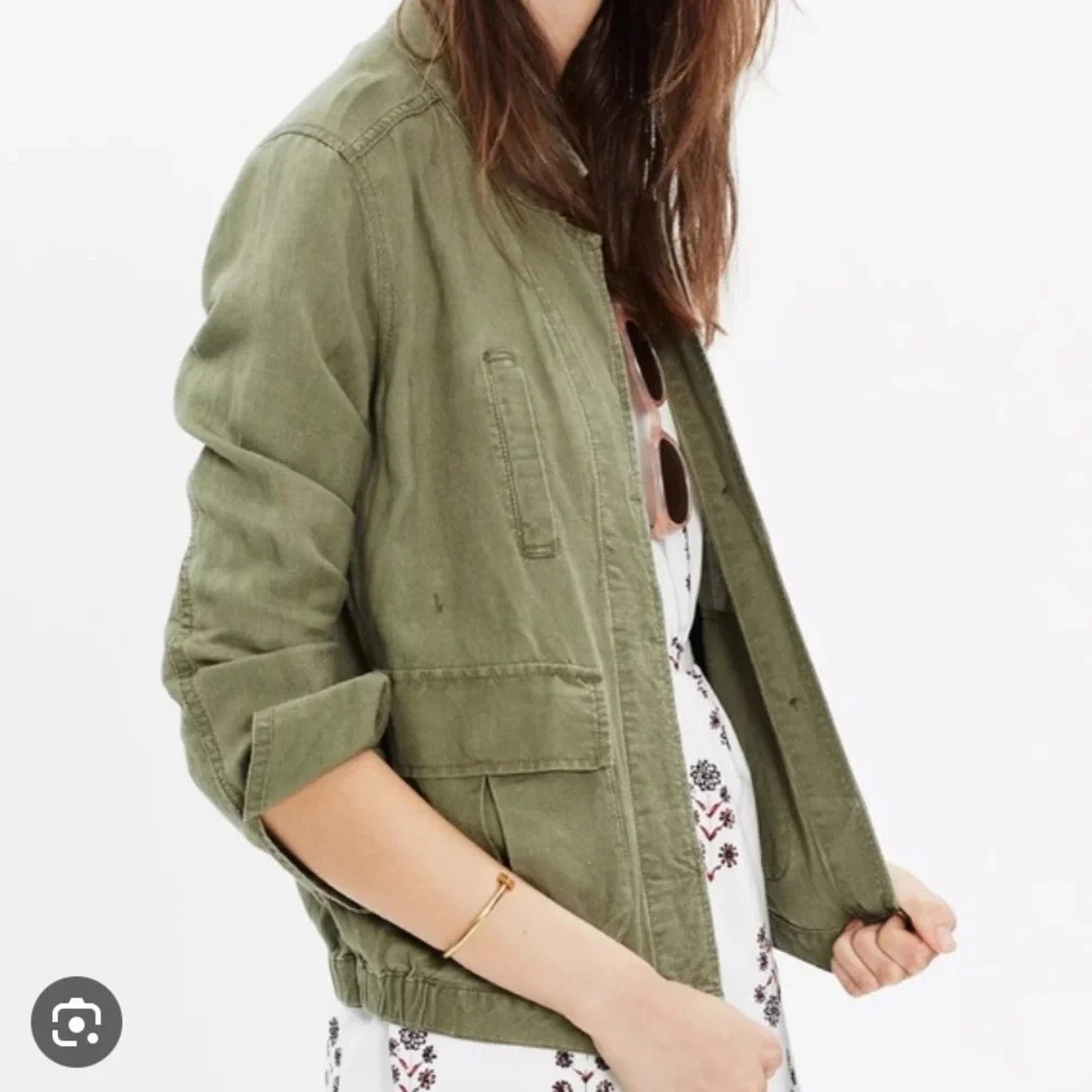 Madewell linen cargo Jacket green 29164